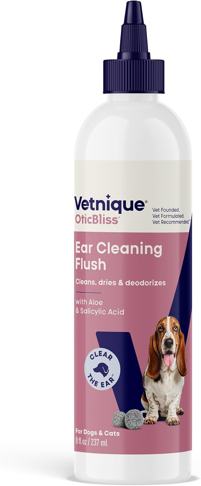 Vetnique Oticbliss Dog Ear Cleaner Flush with Odor Control, 8oz