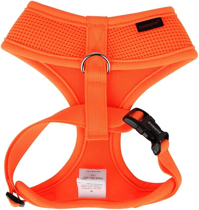 Puppia Soft Harness A - M Over-The-Head Soft Mesh Harness Neon Orange
