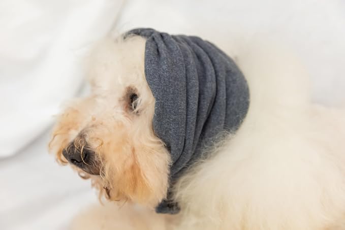 Dog Snood Ear Protector, Anxiety Ear Cover Anxiety Relief – Noise Canceling for Fireworks, Pet Grooming & Force Drying Grey M