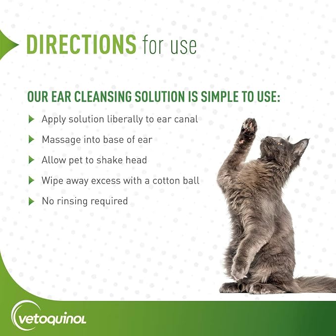Vetoquinol Ear Cleansing Solution for Dogs and Cats, 16 oz
