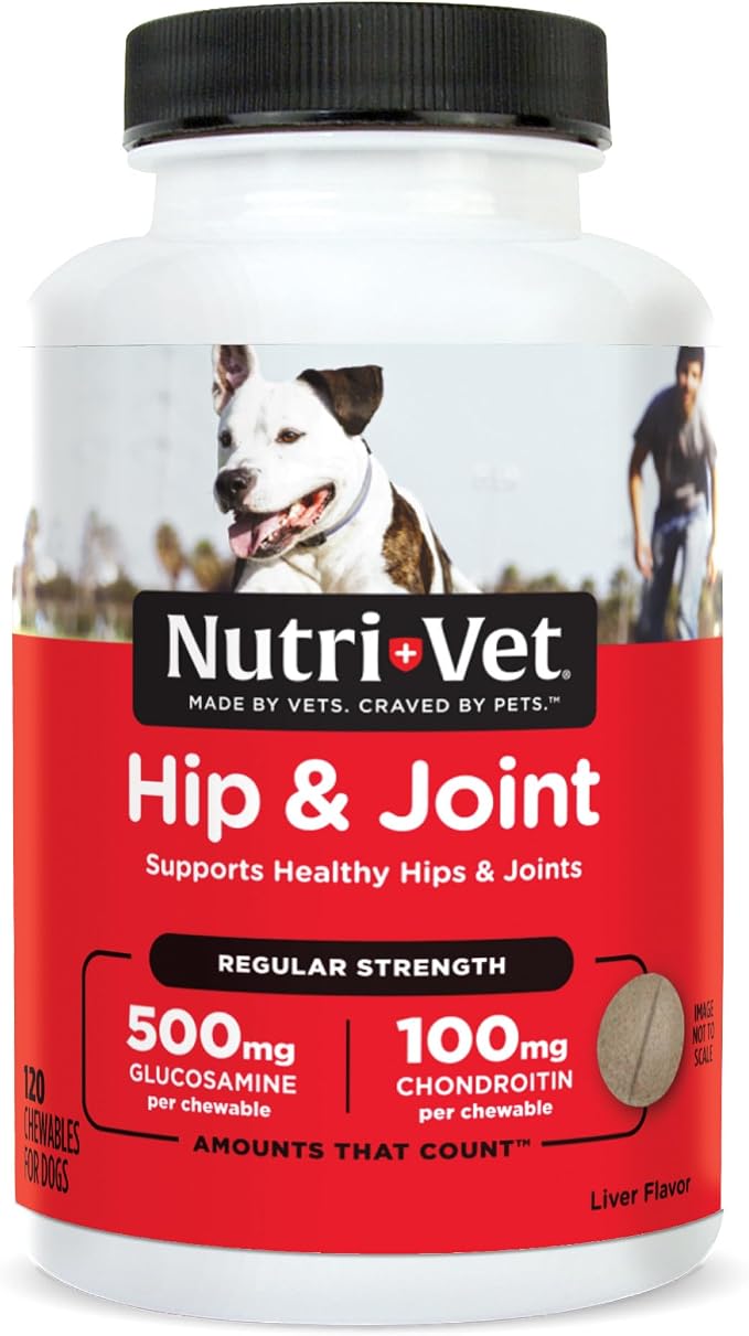 Nutri-Vet Hip & Joint Dog Supplement, 500mg Glucosamine, 120 Count