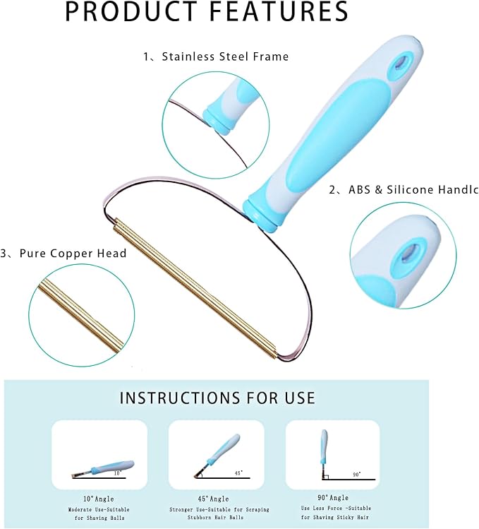 Pet Hair Remover,Pet Hair Removal Tool,3 Pack Dog and Cat Hair Remover Furniture, Reusable Short Handle Removal Tool for Car, Carpet Rake for Carpet,Fur Scraper Brush Mini for Couch