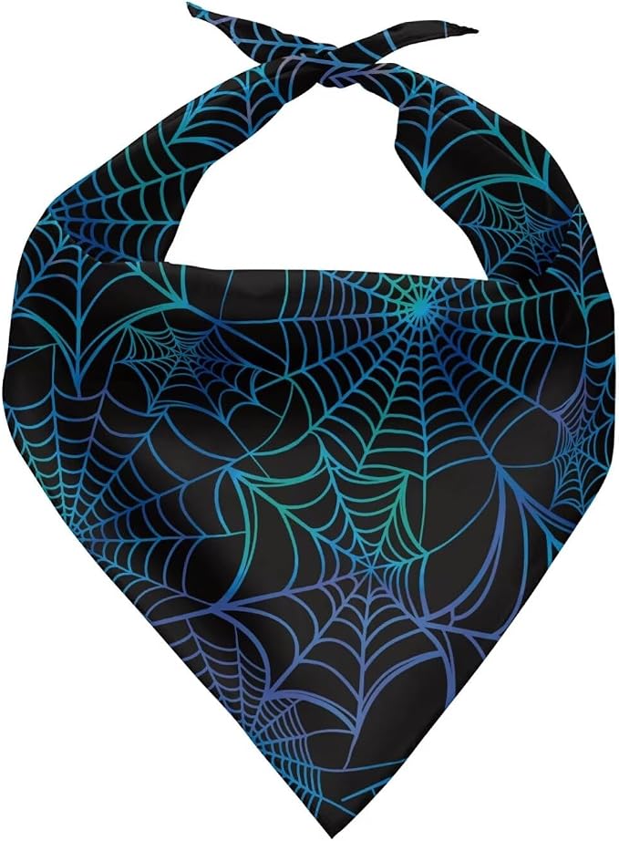 Jeiento Galaxy Spider Web Dog Bandanas for Halloween Costume Reversible Triangle Dog Scarf Accessories, Small, Polyester, Galaxy Spider Web
