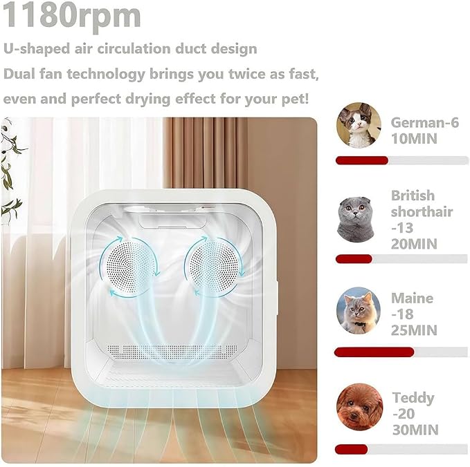 68L Pet Grooming Dryer,Box Ultra Quiet Pet Hair Dryer,2000w negative ion power for hair care,Automatic Pet Dryer box for Dogs, Cats,15-minute quick drying,Hair Grooming Dry Box,360 Drying Cozy
