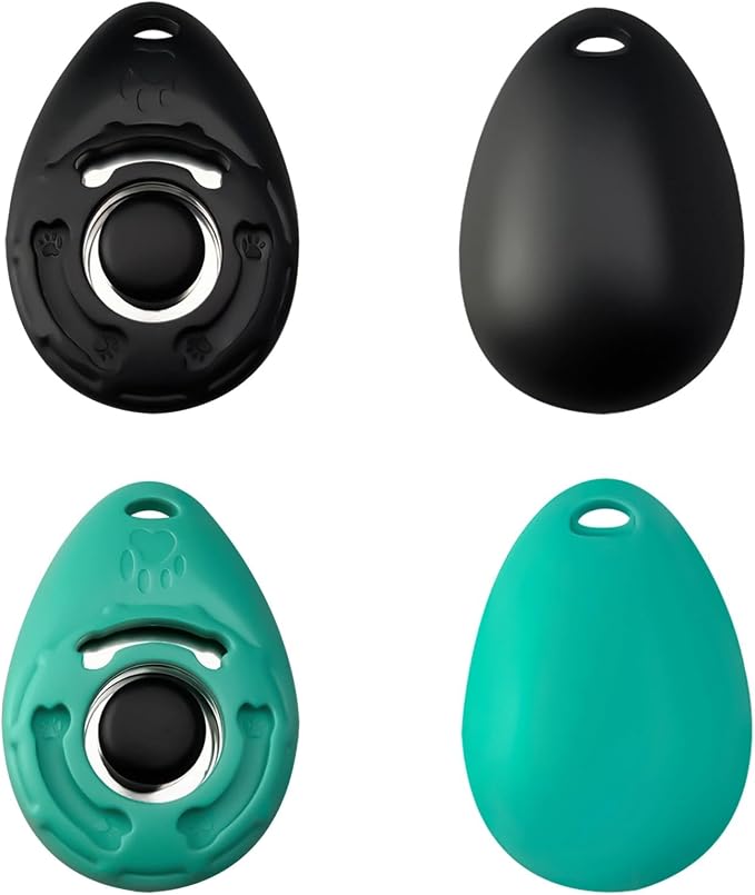 ABSONE Dog Clicker with Wrist Strap, 2 Pack, Black & Green
