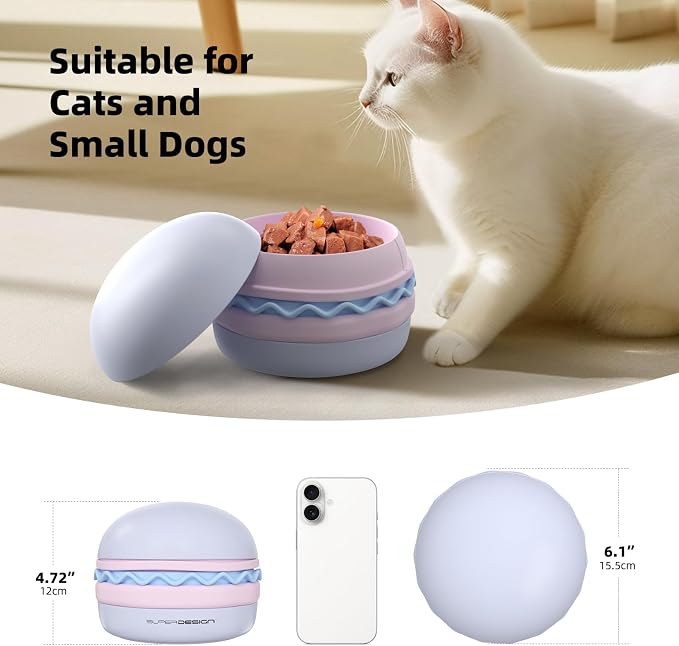 5-in-1 Dog Bowls Set, 6.1 inch Cute Colorful Hamburger-Shaped Dog Food Bowl Stackable for Easy Storage and Travel, Cat Bowls for Food and Water, Pet Bowls Suitable for Small and Medium Dogs (Purple)