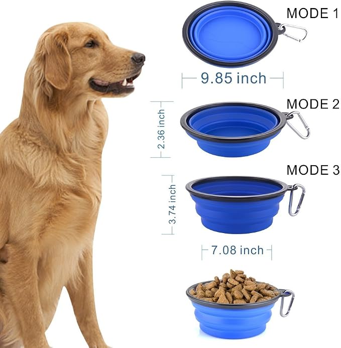 Extra Large Collapsible Dog Bowl, 3L/102oz, Blue