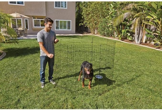 EveryYay by Petco Foldable Indoor/Outdoor Pet Exercise Pen Black: Without Feet 48" H