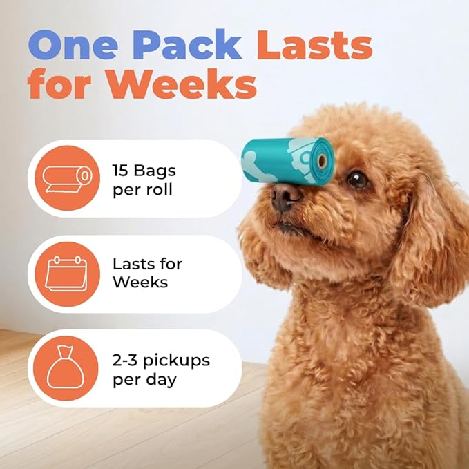 Best Pet Supplies Dog Poop Bags for Waste Refuse Cleanup, Doggy Roll Replacements for Outdoor Puppy Walking and Travel, Leak Proof and Tear Resistant, Thick Plastic - Turquoise, 150 Bags