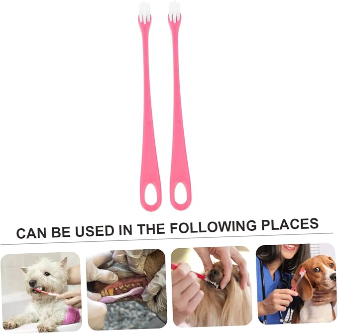 LIOOBO 2Pcs Portable Pet Toothbrush Soft Bristle Cat Dog Tooth Cleaners for Oral Care Comfortable Design for Pets Durable and Multi Functional