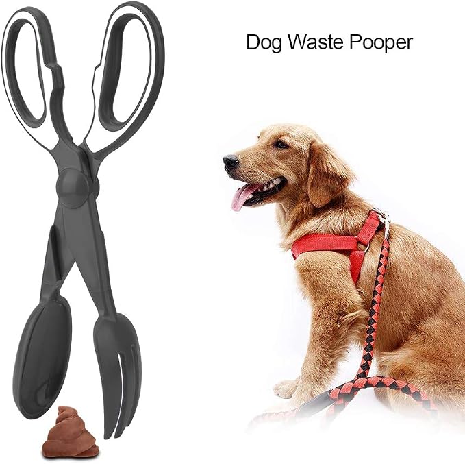 Hozee Dog Pooper Scooper, Dog Pooper Cleaner Tongs Hold Design Poop Scooper Poo Grabber Picker Flexible with Three Bright Colors for Cleaning Poo(Black)