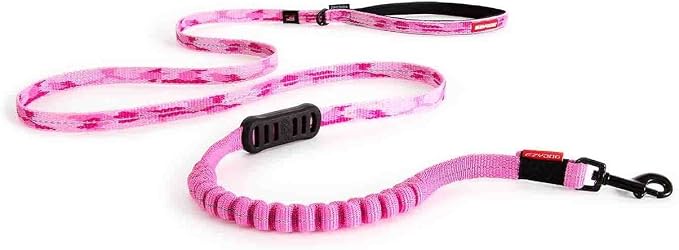 EzyDog Zero Shock Lite - Bungee Dog Leash, for Small Dogs - 72", Pink Camo | Shock Absorbing, Padded Neoprene Grip, Reflective Stitching, Strong for Pullers, .5" Soft Touch Webbing for Durability