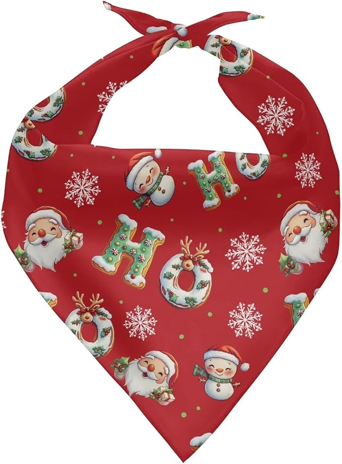 Jeiento Santa Claus Dog Bandanas Christmas Snowflake Holiday Parties Pet Costume Dog Scarf Washable, Medium, Polyester