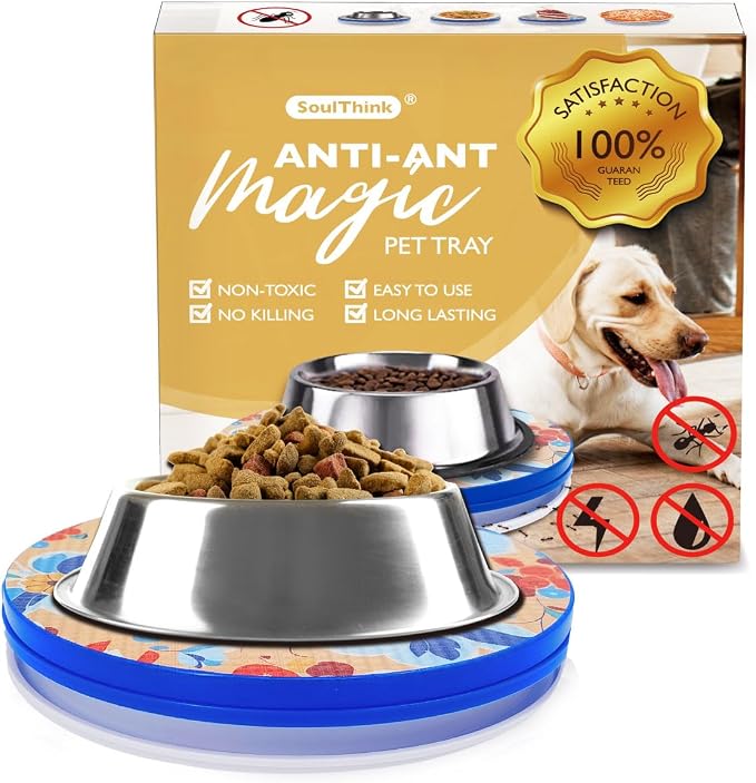SoulThink Ant Proof Cat Dog Bowl Tray x Simone Miller, Orchid Flower