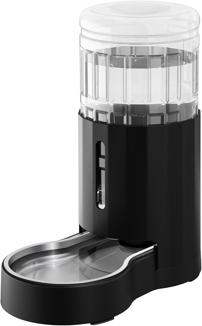 CZPET Dog Water Bowl Dispenser 8L, Wider Mouth & Upgraded Brush for Easy Cleaning Automatic Cat Gravity Refilling Waterer with Removable Stainless Steel Bowl, Large Drinking Area for Multi-Pet (Black)