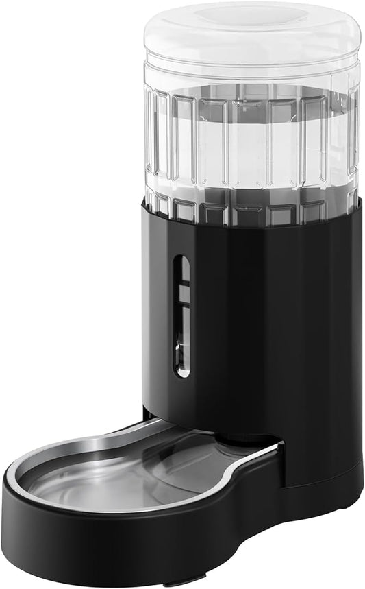 CZPET Dog Water Bowl Dispenser 8L, Wider Mouth & Upgraded Brush for Easy Cleaning Automatic Cat Gravity Refilling Waterer with Removable Stainless Steel Bowl, Large Drinking Area for Multi-Pet (Black)