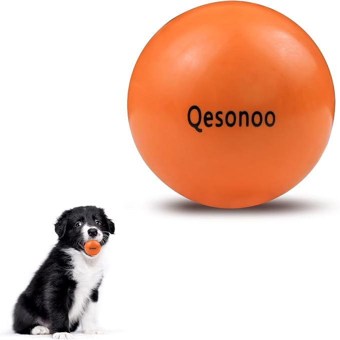 Dog Balls Indestructible, Solid Rubber Bouncy, Small Breed, Orange, 2in