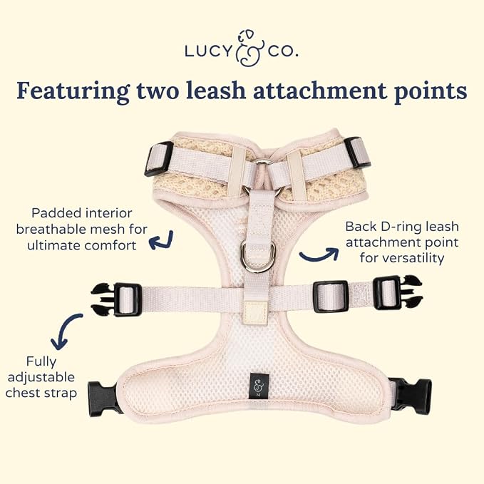 Lucy & Co. Main Squeeze Crochet No-Pull Dog Harness, Adjustable Front Clip Harness with Comfort Padding, X-Small