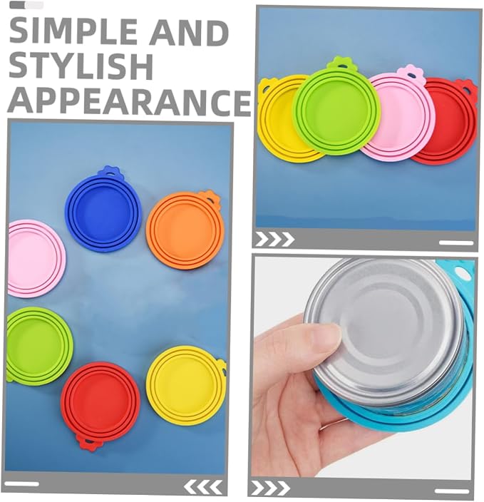 Ciieeo 6pcs Silicone Pet Food Can Lids Dishwasher for Dog Cat Cans Flexible for Yogurt Soda Containers Maintain Freshness