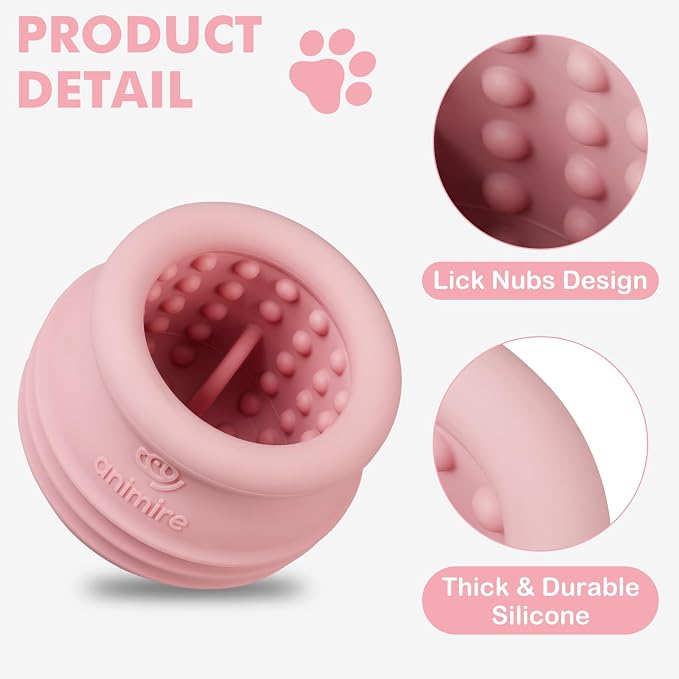 Treat Dispensing Dog Toy, Long-Lasting Interactive Puzzle Toys for Dogs, Stuffable Dog Enrichment Frozen Lick Treat Toy for Boredom, BPA Free Silicone Fetch Catch Chew Toy (Pink,M)