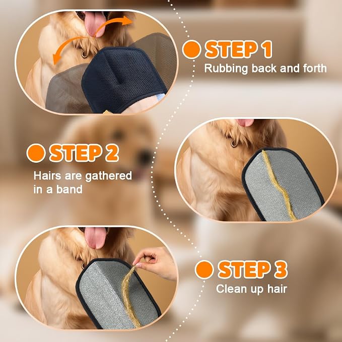 Pet Hair Removal Glove for Cats & Dogs, 2026 New Pet Hair Remover for Laundry, Reusable Electrostatic Pet Hair Remover Gloves (Orange)