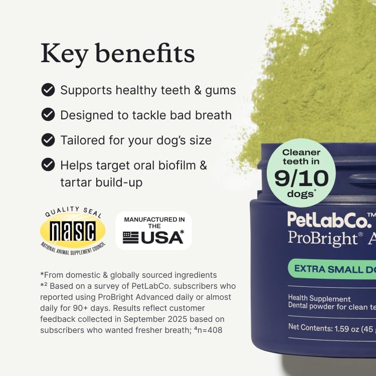 PetLab Co. ProBright Advanced Dental Powder, Extra Small Dogs, 30 Scoops