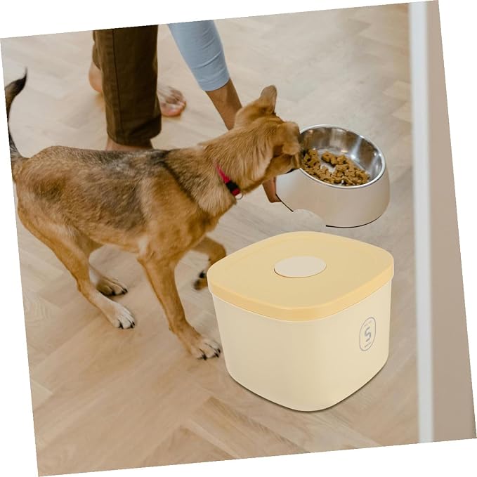 COLLBATH Pet Food Storage Container Small Airtight Dog Food Holder Yellow Vacuum Sealed Grain, Small, Yellow