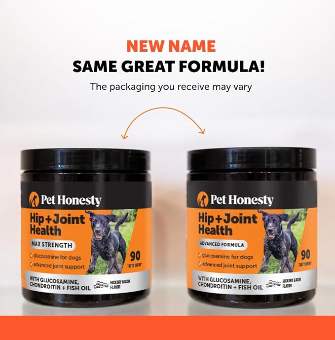 Advanced Formula Hip + Joint Supplement for Dogs - Joint Support with Glucosamine Chondroitin, MSM & Calcium Fructoborate - Fast Acting Mobility + Stiffness for Large Dogs & Seniors (Bacon 90 Ct)