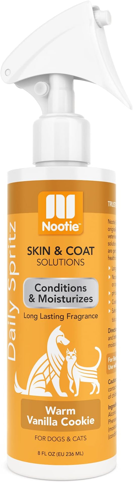 Nootie Warm Vanilla Cookie Daily Spritz for Dogs and Cats - Conditions and Moisturizes Fur, Long Lasting Pet Spray - 8oz | 8oz, conditions & moisturizes fur, spray-in formula, no rinse needed