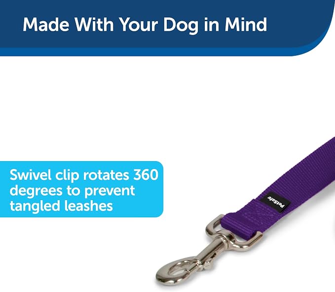 PetSafe Nylon Dog Leash - Strong, Durable, Traditional Style Leash with Easy to Use Bolt Snap - 1 in. x 6 ft., Deep Purple | Durable Nylon Leash with Easy on/off Bolt Snap Hook, Pairs Perfectly with Easy Walk Harness and Gentle Leader Headcollar
