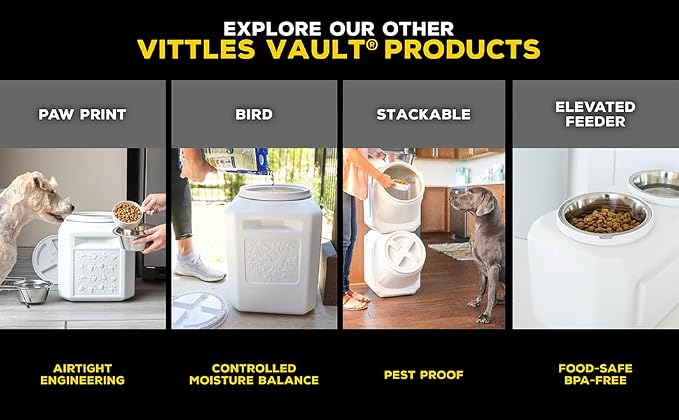 Vittles Vault Traditional Dog and Cat Food Container + Scoop, Gray, 80lbs