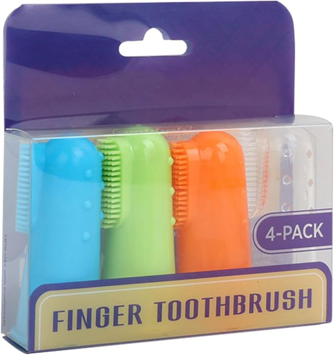 4pcs Pet Finger Toothbrush Brush Addition Bad Breath Teeth Care Mouth Dog Teeth Care Supplies Finger Brushes for Small Dogs Fingerbrushes Toothbrush