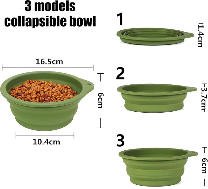 SLSON Collapsible Dog Bowl, 2 Pack, 600ml, Navy Blue & Dark Green