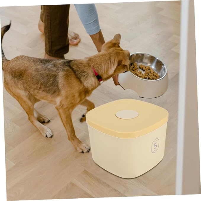 BESTonZON Large Capacity Airtight Dog Food Container and Cat Food Storage Bin Vacuum Sealed, Large, Yellow