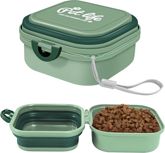 Collapsible Dog Water Bowl, 2-in-1 with Lid