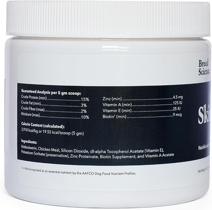 Skin and Coat Supplement Powder for Small Dogs- Anti Allergy Treatment and Itching Relief- with Vitamins A, E and Biotin - Care Products and Shedding Control Supplements for Itchy Pets