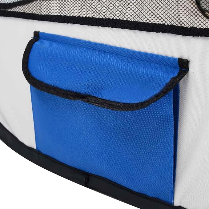 Foldable Dog Playpen with Carrying Bag, 35.4x35.4x22.8 Inches Indoor Outdoor Pet Play Area, Sturdy Steel Frame Mesh Roof and Side Nets