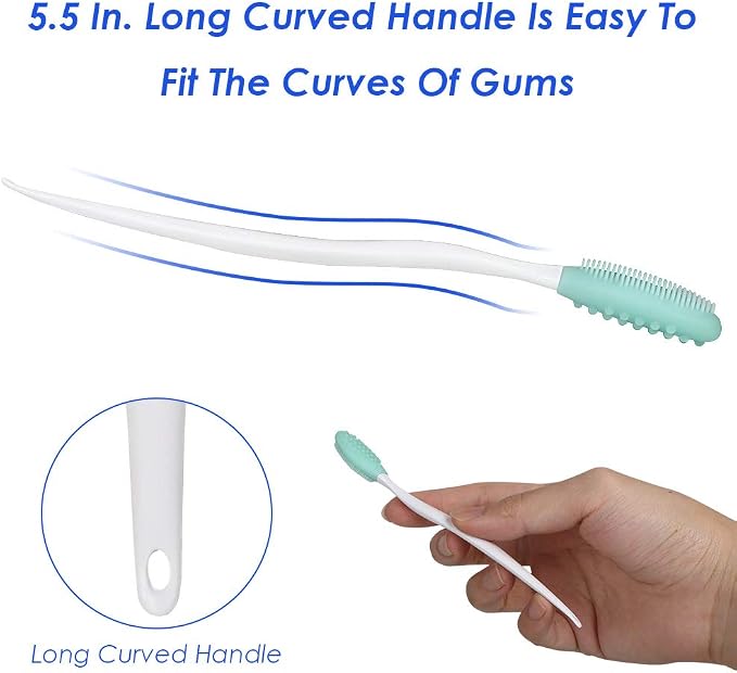 AUTOWT Dog Toothbrush, 4 Packs Silicone Pro Double-Sided Soft Comfort Gentle Dental Brushes Set Kit with 5.7 inches Curved Long Handle for Puppy Small Medium Dogs Cats Most Pet (Set 1)