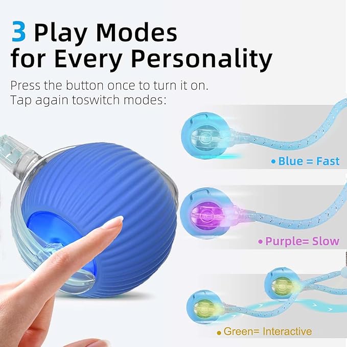 2 Packs Speed 2.0 Tail Interactive Cat Toys for Indoor Cats, Moving Cat Toy | Chirping & Motion Activate Cat Toy, Smart Kitten Toys Rolling Ball Moving Ball, Electric Dog Cat Ball for Enrichment Exercise
