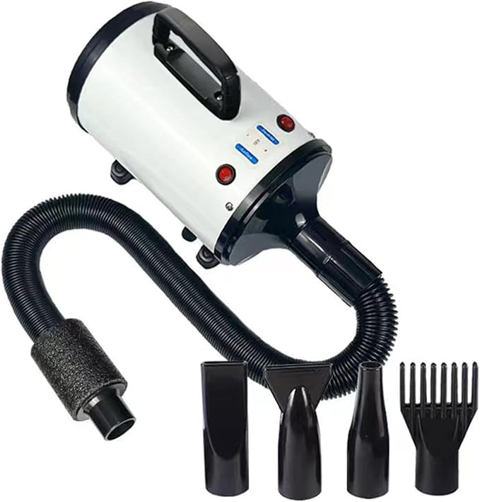 OKYUK Dog Blow Dryer, 2.6HP 2000W High Velocity Professional Pet Grooming Dryer, Adjustable Speed and Temperature Control Pet Blower Dryer with 4 Different Nozzles