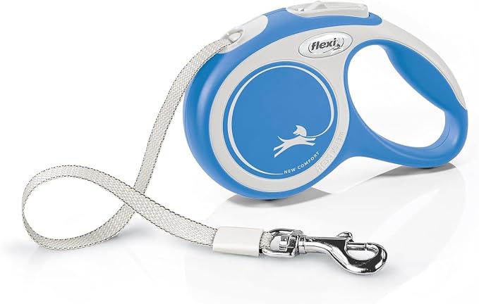 FLEXI® Comfort XS Tape Retractable Dog Leash, 3-Finger Grip, 10 ft - Blue | German engineered, Pocket-Size original flexi leash, durable quality for dogs up to 18 lbs, tangle-free,reliable brake system
