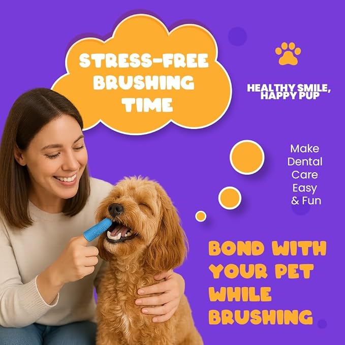 Dog Toothbrush Kit, 360° Silicone Finger Toothbrush for Dogs & Cats, Soft Bristle Pet Teeth Cleaning Set, Includes Storage Case, 2 Packs