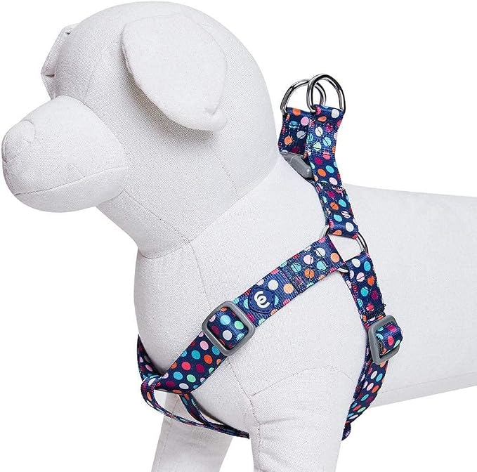 Blueberry Pet Essentials Step-in Rainbow Polka Dots Dog Harness, Chest Girth 16.5" - 21.5", Small, Adjustable Harnesses for Dogs