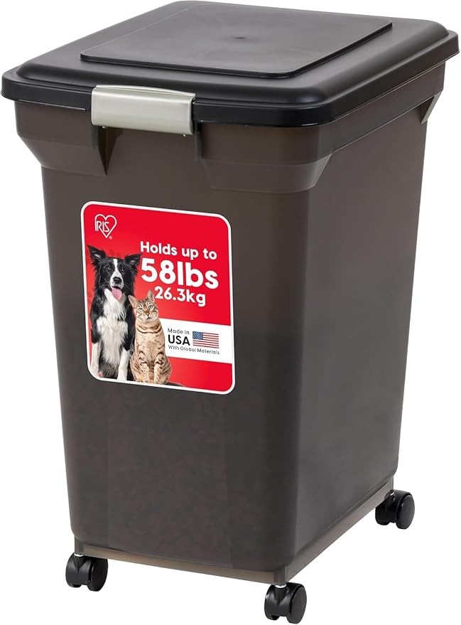 IRIS USA Dog Food Storage Container, Up to 58 lbs, Black