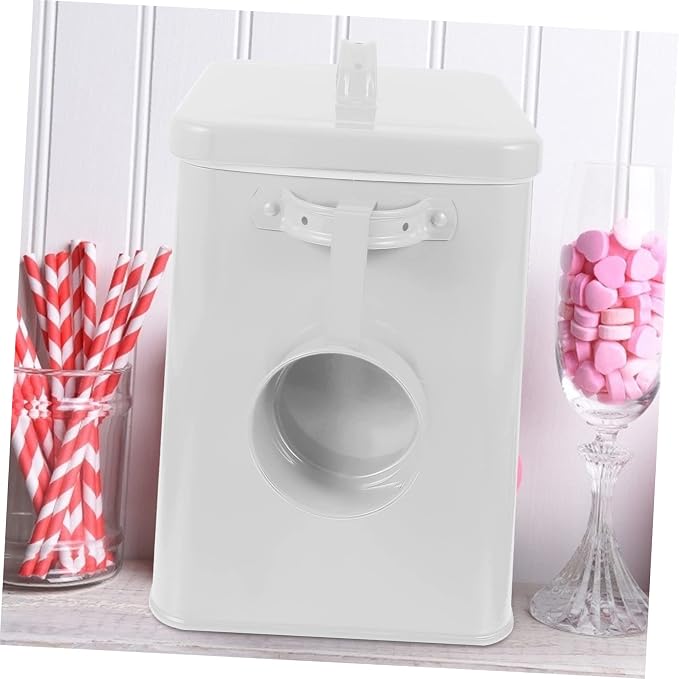Box Refillable Pet Food Storage Bin Kitchen Storage Case for Rice Dog Food Multi, Iron, White