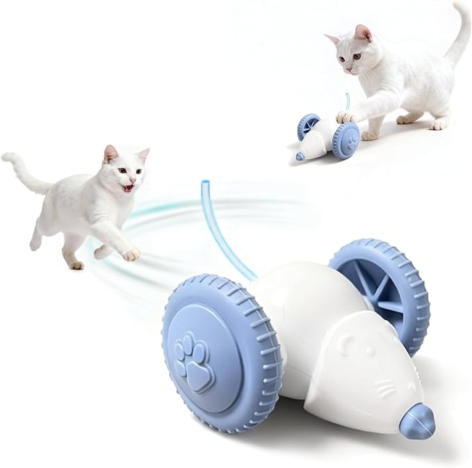 Interactive Cat Toys for Indoor Cats,Automatic Moving Kitten Toys,Cat Balls | Cat Mouse Toy with Tail Lights,Cat Toys for Bored Indoor Adult Cats,Cat Enrichment,Smart Electric Tails for Chasing Pet Toys