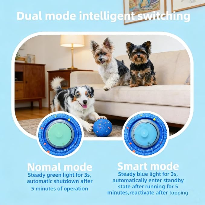 Smart Bouncing Dog Ball Dual Mode | Automatic bouncing electronic dog ball with dual smart vibration modes & Type-C USB charging.