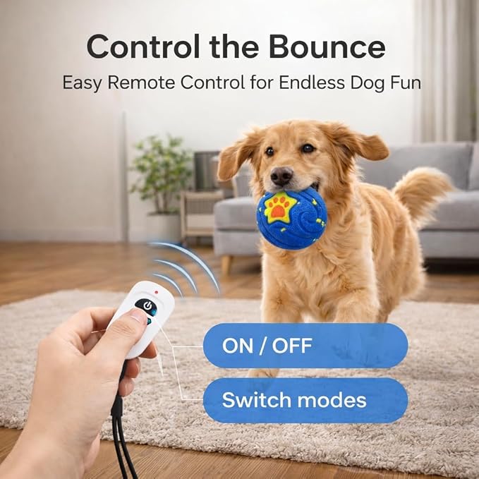 Interactive Dog Ball Toy for Medium & Large, Automatic Moving TPU | Durable chew-resistant TPU ball with automatic rolling and bouncing for interactive indoor play with medium and large dogs.