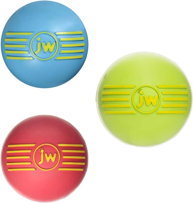 JW PET ISqueak Squeaker Dog & Puppy Fetch Chew Toy MEDIUM BALL 3 PACK