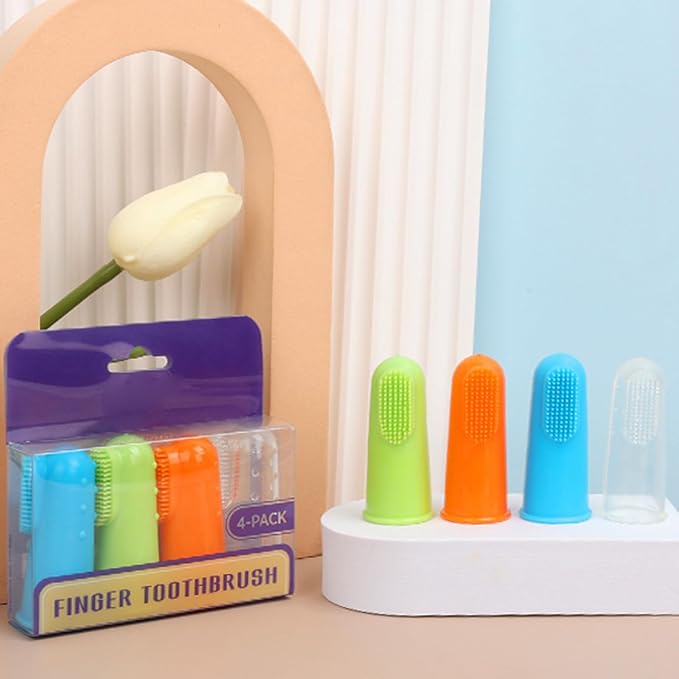 4pcs Pet Finger Toothbrush Brush Addition Bad Breath Teeth Care Mouth Dog Teeth Care Supplies Toothbrushes for Dogs Soft Handhold